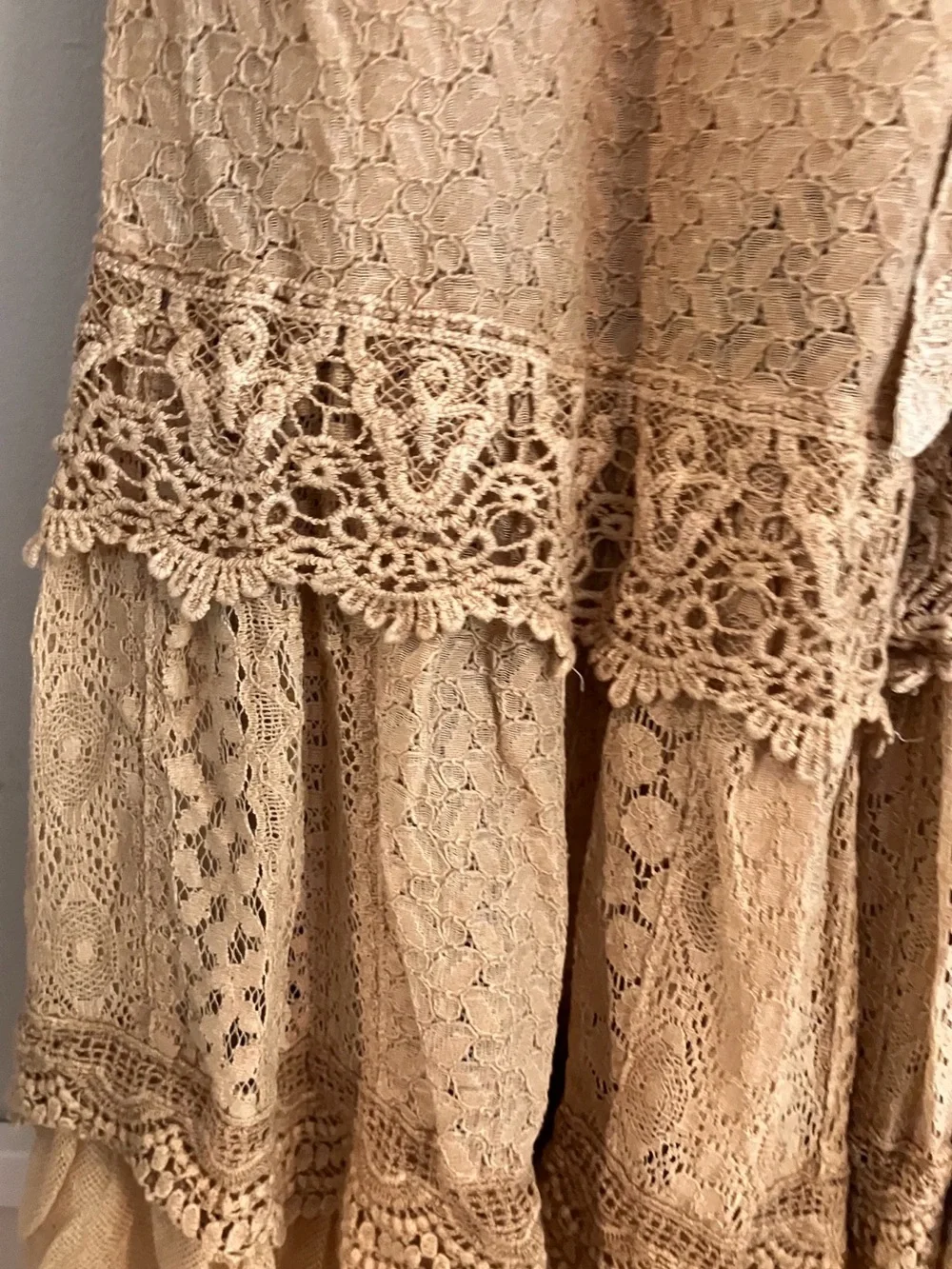 Young Threads Boho Lace Tiered Vintage Lace Pants - Beige NWT - Picture 4 of 7